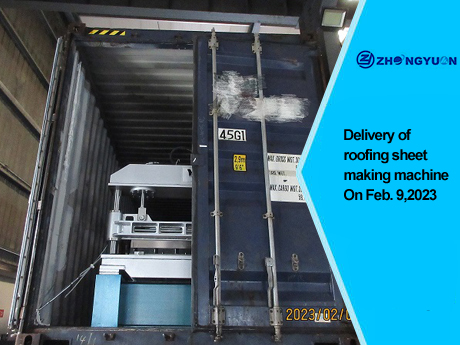 Entrega da máquina para fabricar telhas em 9 de fevereiro de 2023